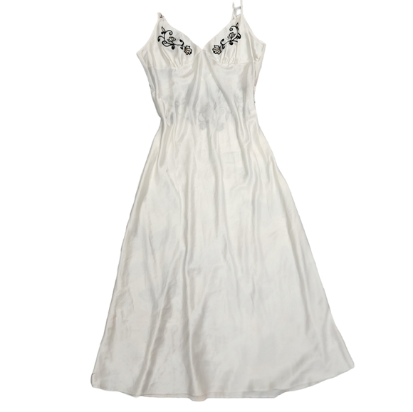 Marks and Spencer White Vintage Maxi Slip Dress size 14 with Floral Embroidary - Picture 1 of 12